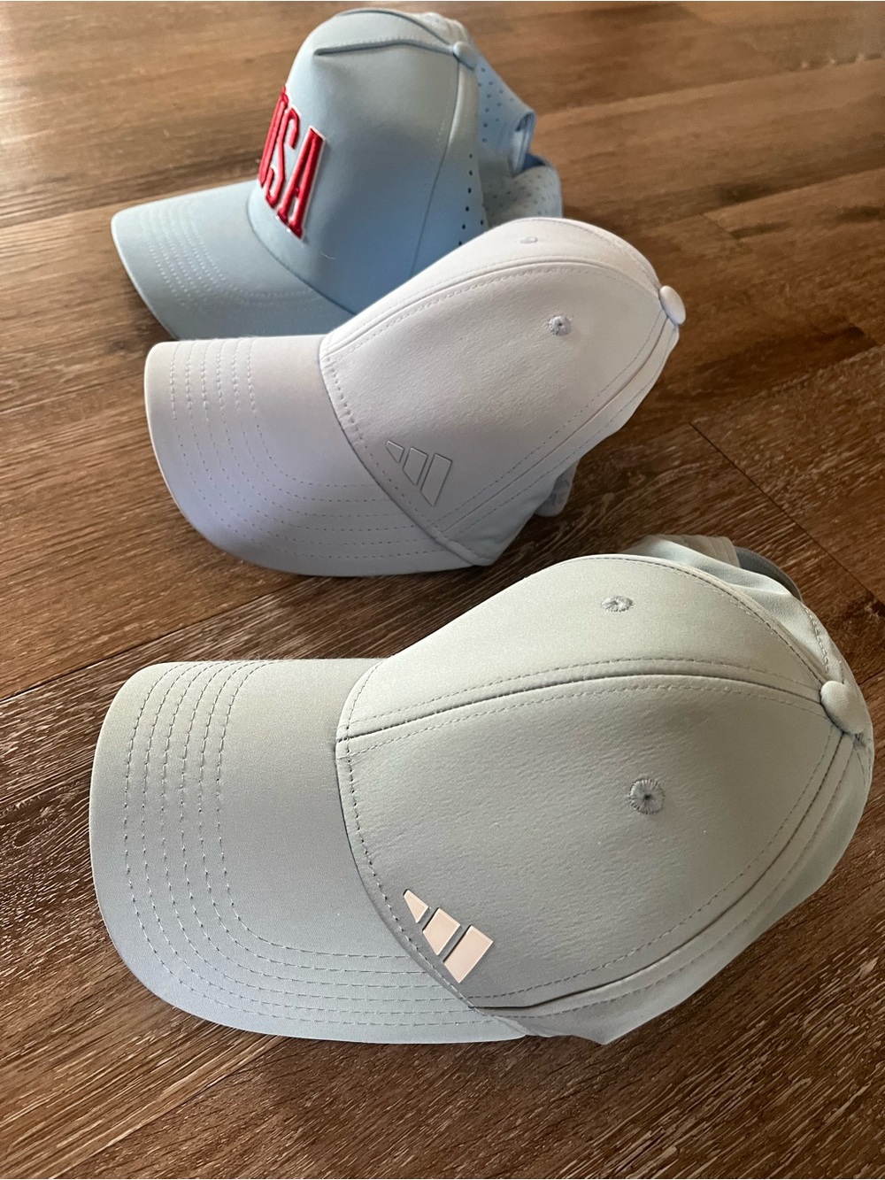 adidas Light Blue and periwinkle and Performance Baseball Caps plus other